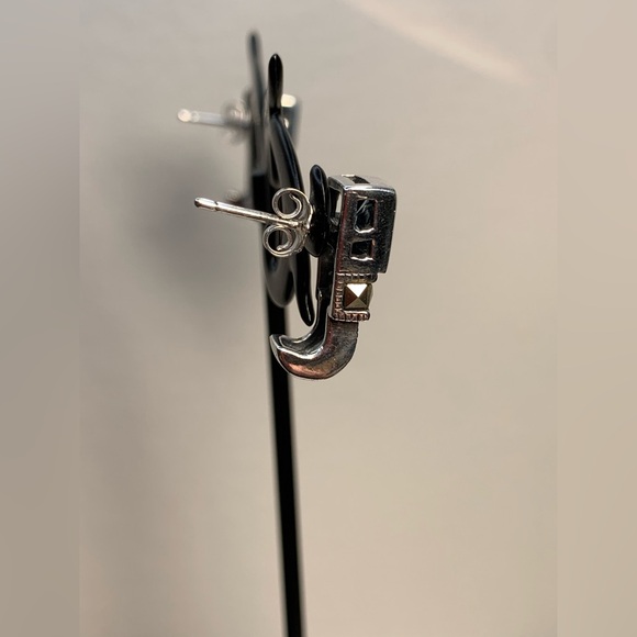 Silpada Vintage Rare Sterling Silver Square Blue Crystal Marcasite Post Earrings - Picture 7 of 14